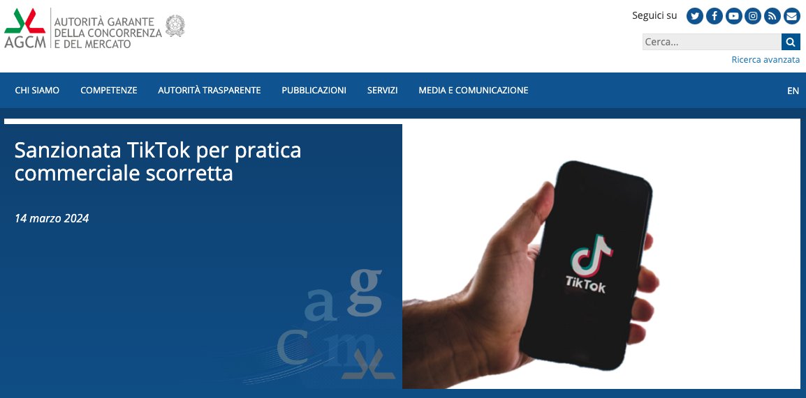 🚨BREAKING: The Italian Competition Authority has imposed a 10 million Euro fine on TikTok. They concluded that TikTok:

"(...) failed to implement appropriate mechanisms to monitor content published on the platform, particularly those that may threaten the safety of minors and