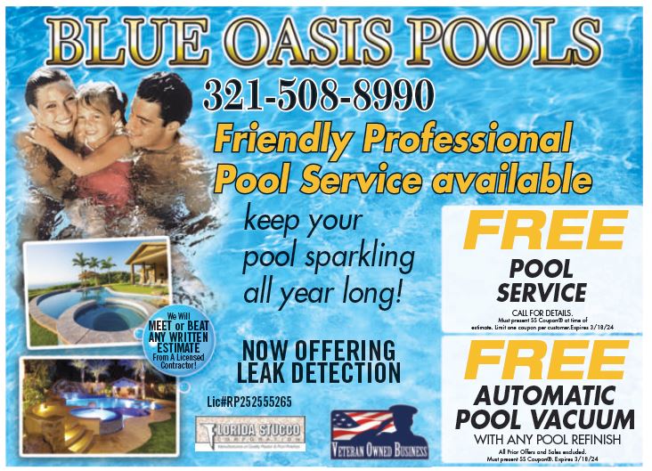 Friendly Professional Pool Services- Call Blue Oasis Pools today. Keep your pool sparklings clean all year long! #BlueOasisPools #Clean #Water #PoolService #LeakDetection #FreeVacuum #CallNow #SavingsSafari #Advertising #Marketing #Media #DirectGraphix #Coupons #Deals #Savings