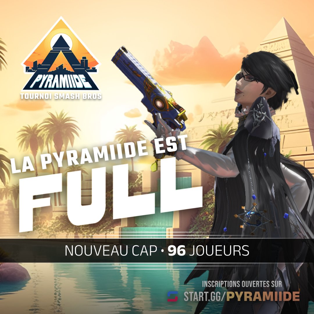 [PYRAMIIDE#2]

Nous avons atteint les 64 joueurs pour la Pyramiide#2, merci de votre confiance ! 🙏

Cependant il reste du temps avant Samedi, et nous étendons le nombre de slots à 96 joueurs, et le cashprize jusqu'à 550 euros !

[Lien du bracket en dessous ! 🔻]