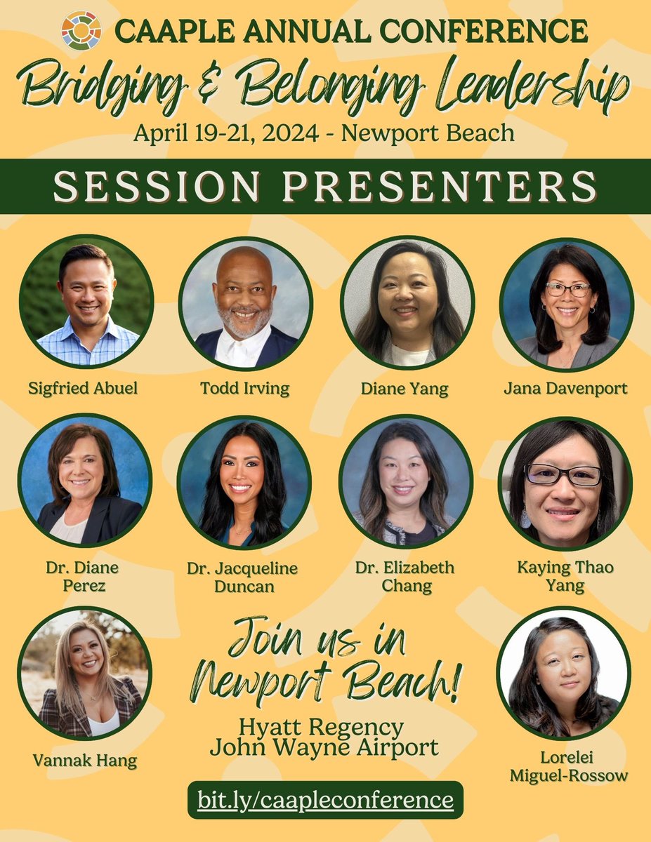 We have over 25 learning sessions with these phenomenal presenters! Join us at the CAAPLE annual conference to learn, network, and discover how we can collectively advocate for our AAPI students and community! #CAAPLEproud #BridgingandBelonging #alliance #advocacy #advancement