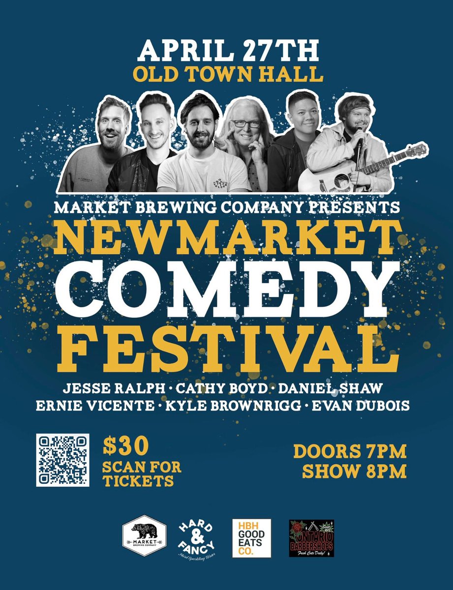 Newmarket Comedy Festival. April 27th. Newmarket’s Old Town Hall.
