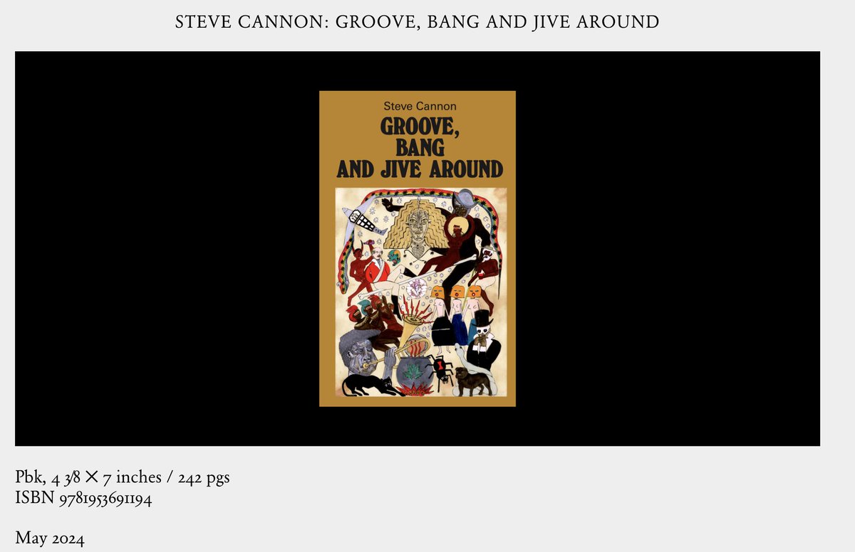 For the cognoscenti: Just noticed @BlankForms is reissuing Steve Cannon's Groove, Bang and Jive Around this May. blankforms.org/publications/s…