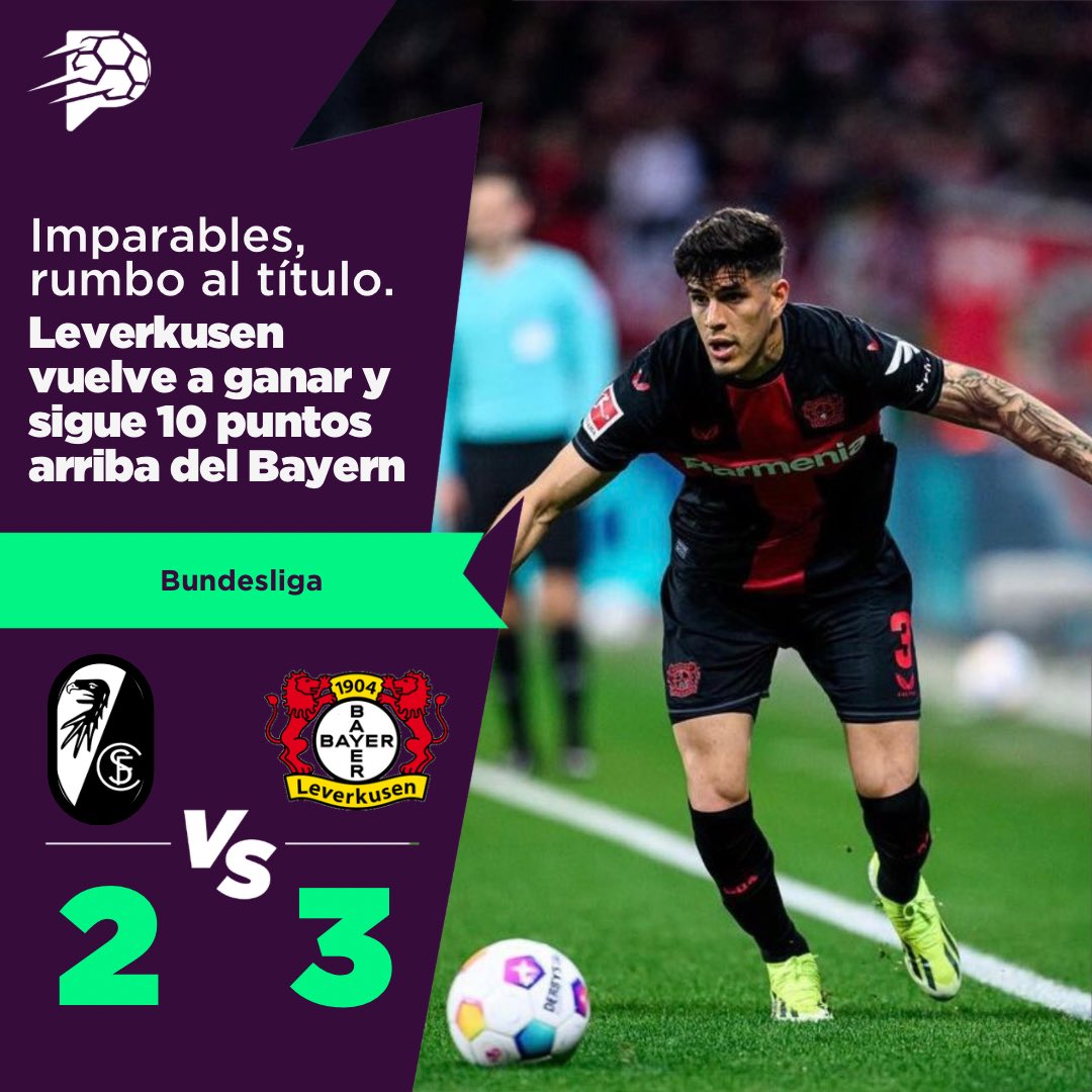 FedePostera's tweet image. ¿Quién va a parar al equipo de Piero Hincapié? El Bayer Leverkusen venció al #Friburgo 3-2 y sostiene el liderato de la #Bundesliga, 10 puntos arriba del Bayern Múnich. El zaguero ecuatoriano fue titular y jugó todo el partido.