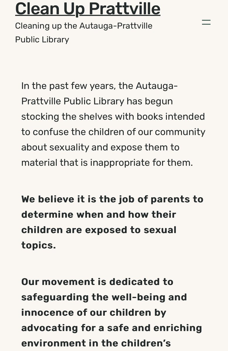 OccupyLibraries's tweet photo. Clean Up Prattville
Cleaning up the Autauga-Prattville Public Library
Iโm going to support the library board against ALA. #AmWriting now.
Visit:
https://t.co/Dp5UPMBy8J
@PrattvilleALgov @PrattvilleLib @GovernorKayIvey #parenting #moms #dads #alpol #alleg #alsen #alpolotics https://t.co/5r35g82CRB
