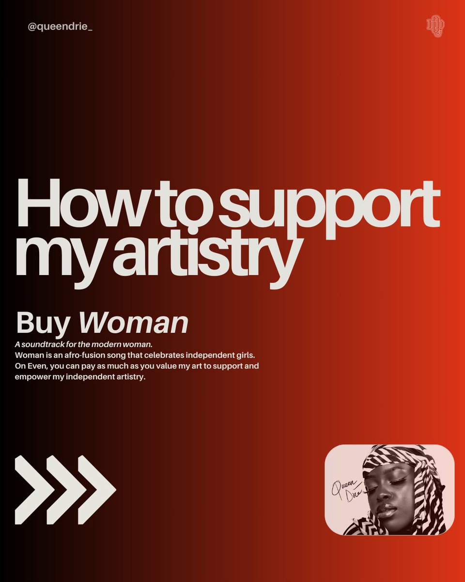 queendrie's tweet photo. see that energy y’all put into winning Afro Artist of the Year last weekend? ima need y’all to run it back for this release😁

Woman is available exclusively on EVEN for this month. 
here👉🏾 https://t.co/PGTgIkrGWs 
if you value my art and support my independence, show some love🤍 https://t.co/TNKLdUOjwp