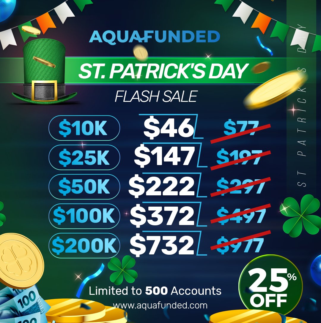 Exclusive & Limited 25% OFF Discount ⏳ AND 40% for $10k Accounts 120% Refund + 90% Profit Split 💚🎩 Get your Accounts Now aquafunded.com/?el=x