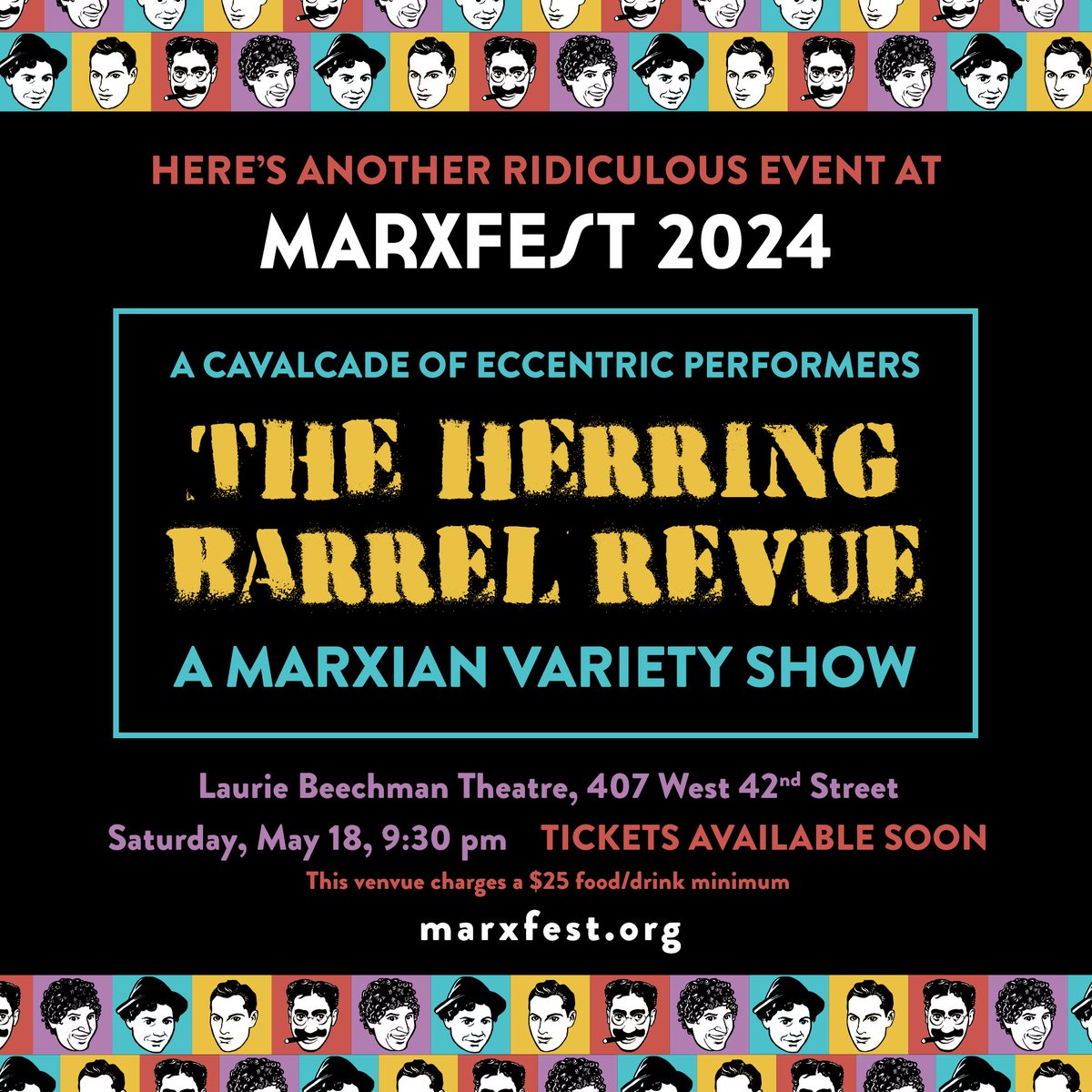 Another ridiculous event! ⭐️ THE HERRING BARREL REVUE @travsd @noahdiamond & @jonnyporkpie, together again for the first time, present a night of Marxian shenanigans & a cavalcade of eccentric entertainers. At some point we're going to run out of great events to announce, right?!