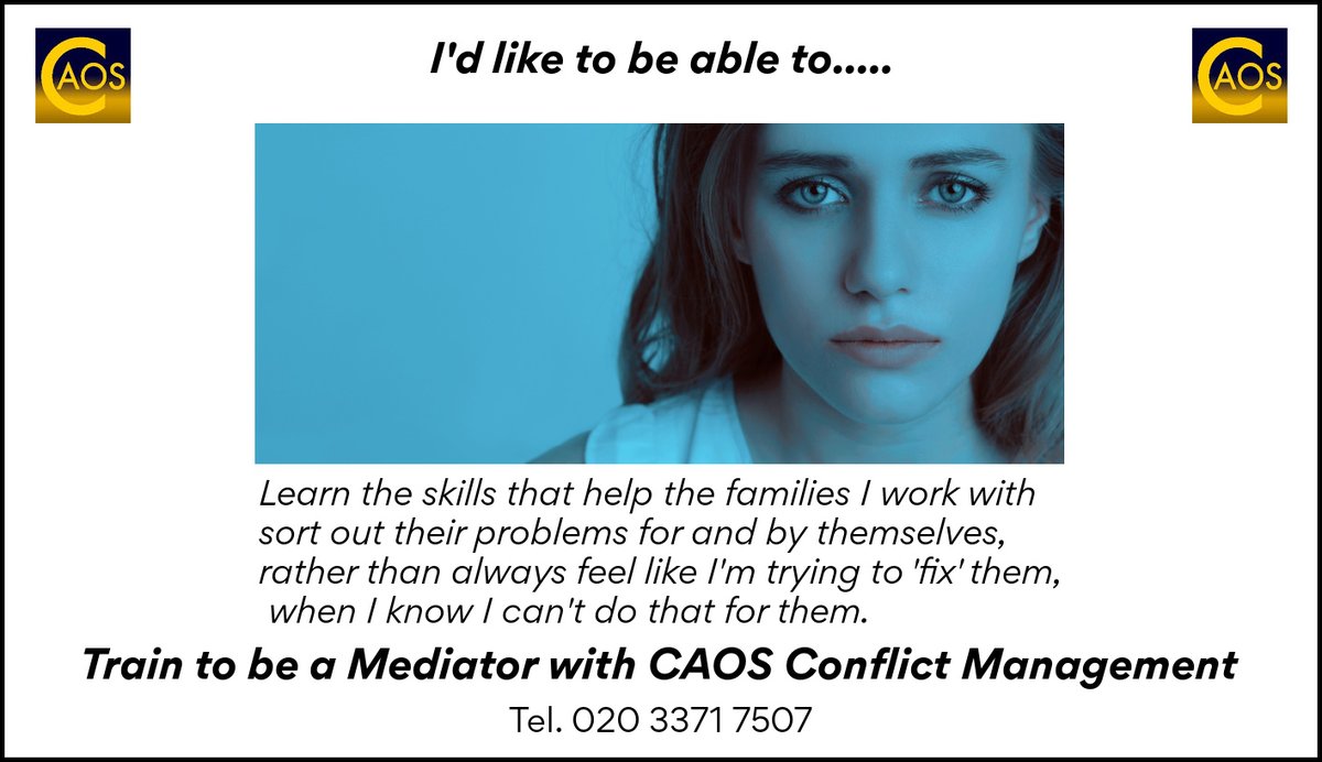 Join our next Mediation Skills Training Course in May 2024 in West London. "Although not a fan of role-plays normally, I found them the most useful part of the days. " - Rebecca Ireland - Homelessness Adviser caos-conflict-management.co.uk/mediation-trai…