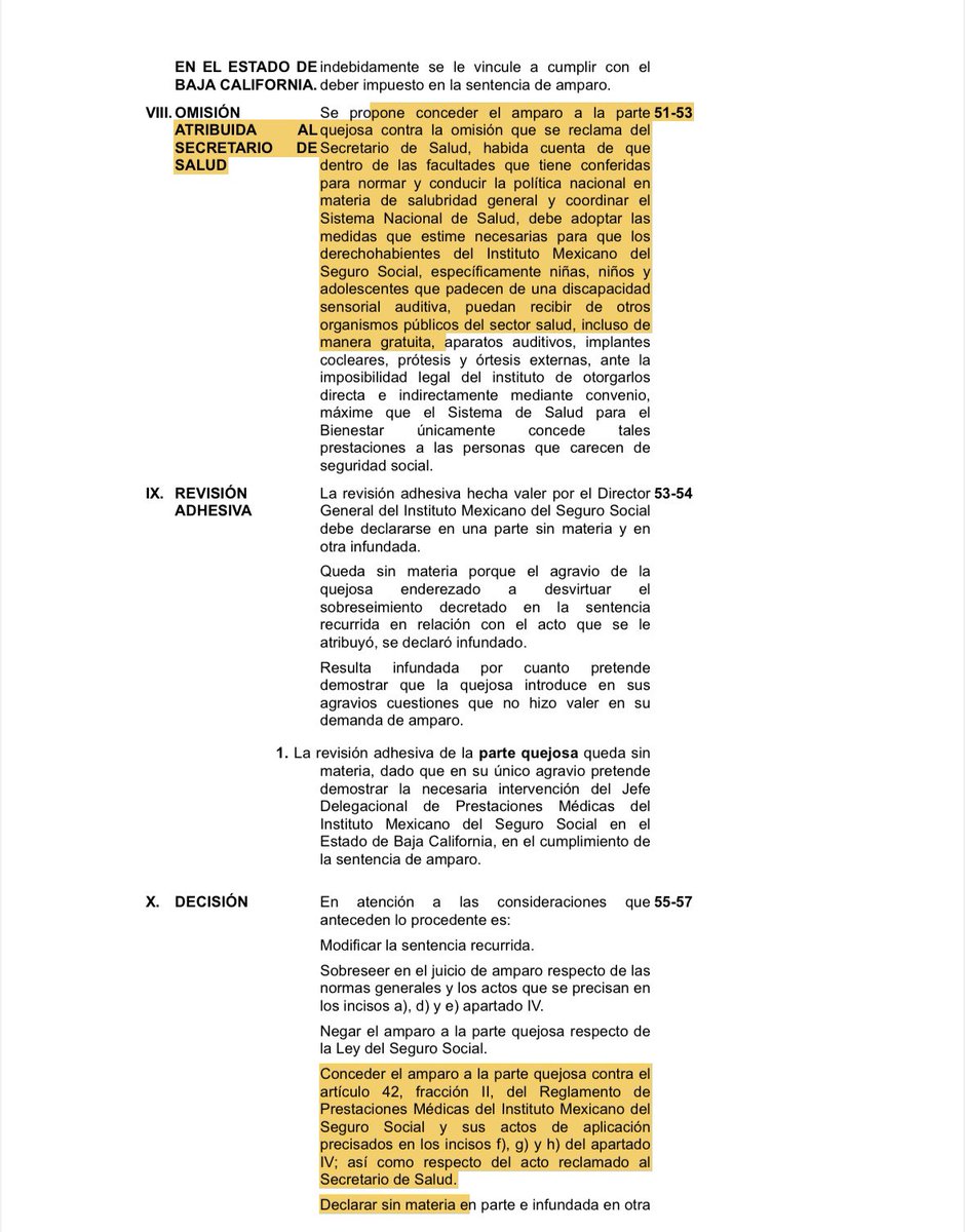 ‼️La Suprema Corte mexicana amparó a un niño de Mexicali, Baja California, que necesita un implante para poder escuchar y superar así la discapacidad auditiva con la que nació. 
✳️El Amparo en Revisión 393/2023 es un precedente importante sobre la obligación del Estado mexicano,