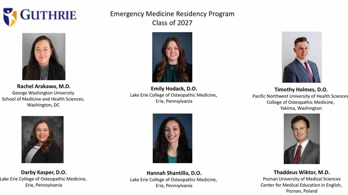 Congratulations to our EM class of 2027! We can’t wait to meet you in just a few months! 

#Match2024 #GuthrieEMResidency