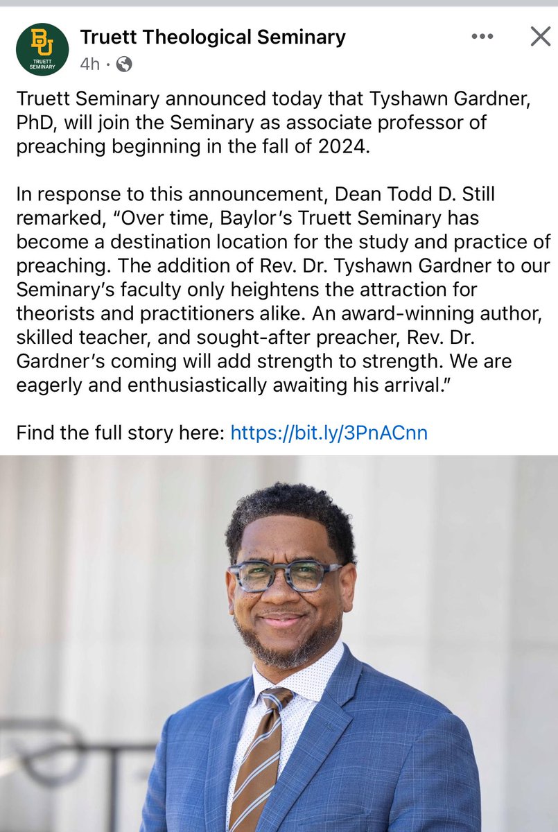 Grateful and happy to serve at <a href="/TruettSeminary/">Baylor's Truett Seminary</a> <a href="/Baylor/">Baylor University</a>
