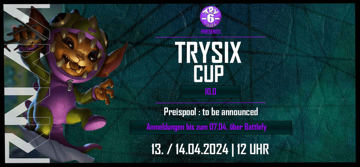 TrYsIx7's tweet photo. Am 31.03.2024 wird das Preisgeld für den TrYsIx Cup 10.0 preisgegeben ! 

Es sind auch noch genügend Plätze frei, also meldet euch an ! 

https://t.co/5IYKQf9Fzq

Anmeldung schließt am 07.04.2024 https://t.co/fwsrrIIOji