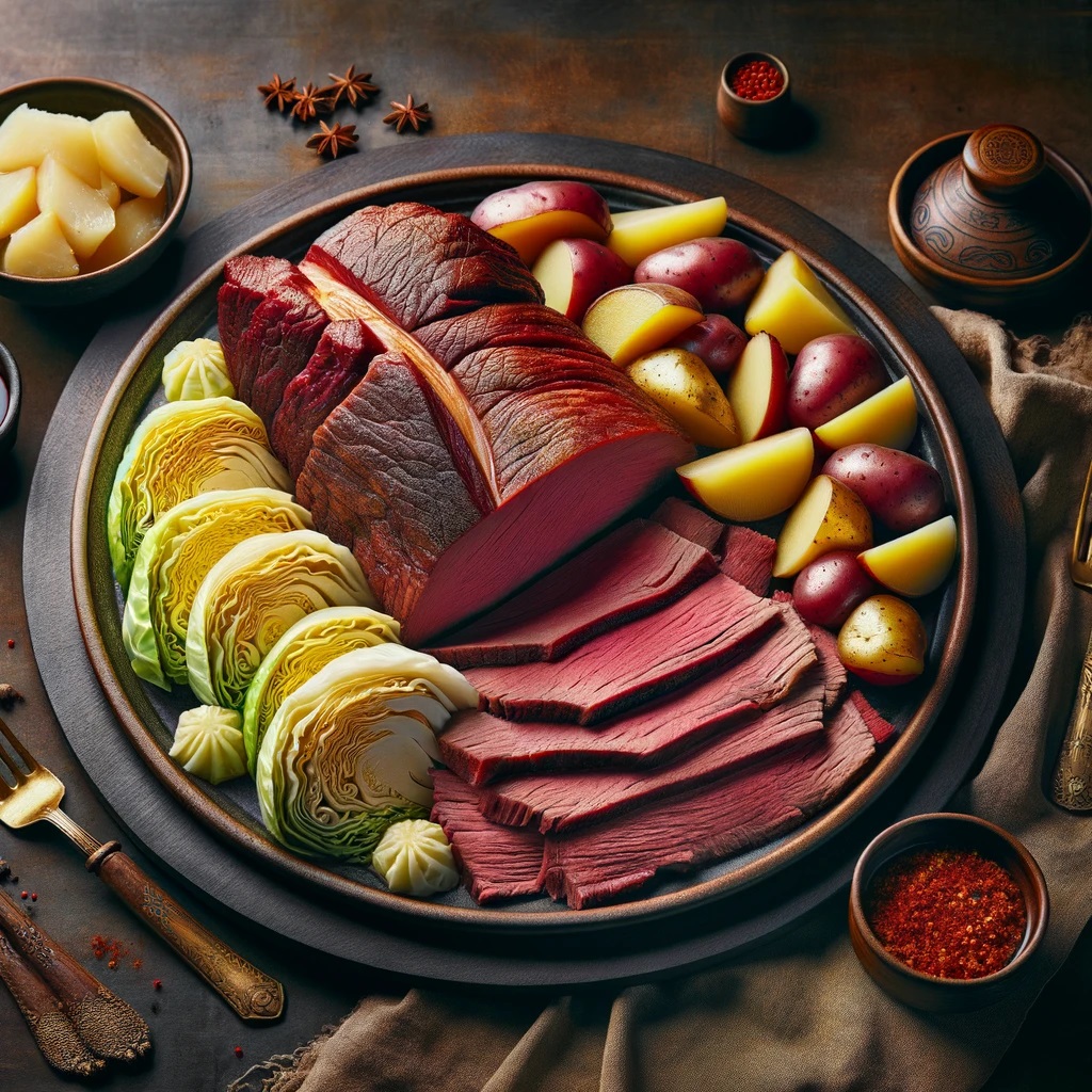 ChefSaig's tweet photo. Happy #StPatricksDay ! 

Saig Corned Beef - This hearty meal combines the tenderness of corned beef brisket with the earthy tones of cabbage and the robustness of red potatoes; all simmered to perfection with a blend of spices that infuse the broth with depth and warmth.

 #GenAI https://t.co/pbsnWNI1zo