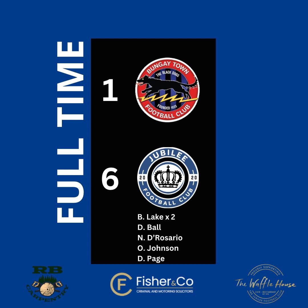 🔵⚫️ FULL TIME ⚫️🔵 The lads run out convincing 6-1 winners against @BungayTownFC in which we dominated throughout Goals from Brad x2, Nat, Dave, OJ and Page with a screamer 😳 Great hospitality from the hosts and good luck to all of them other than their chunk of a No. 4 😘