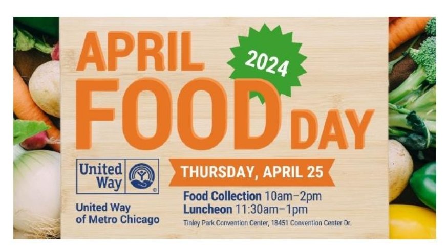 Join @unitedwaychi for #AprilFoodDay on Thu., April 25, 2024, as we come together to promote food security and recognize our community leaders advancing equity in the south suburbs, a region facing high levels of poverty.. #ChicagoSouthland #LIVEUNITED liveunitedchicago.org/events/april-f…