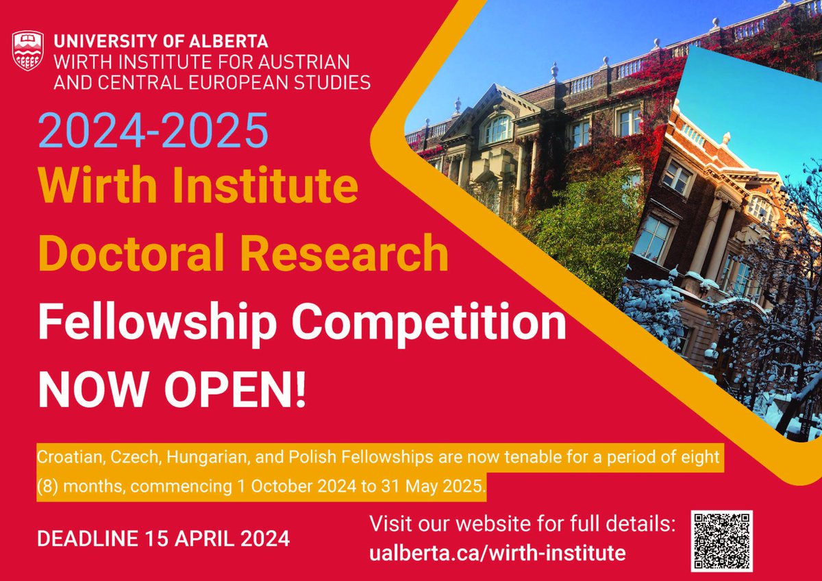 The Wirth Institute is accepting applications for five Doctoral Research Fellowship Awards!

Deadline for applications for fellowships starting 1 October, 2024 is 15 APRIL, 2024.

Click here to learn more:

ualberta.ca/wirth-institut…
