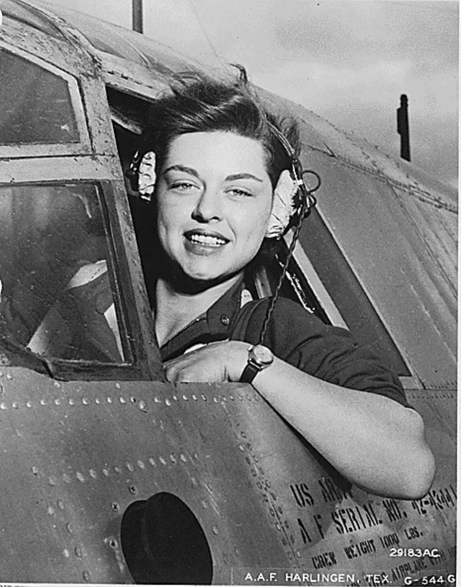 WASP member Elizabeth L. Gardner at the controls of a B-26 Marauder. WASPs (Women Airforce Service Pilots) were deployed between Aug 1943 - Dec 1944 to mainly free up men for combat service. 38 of these ladies lost their lives either testing aircraft or in active missions.
