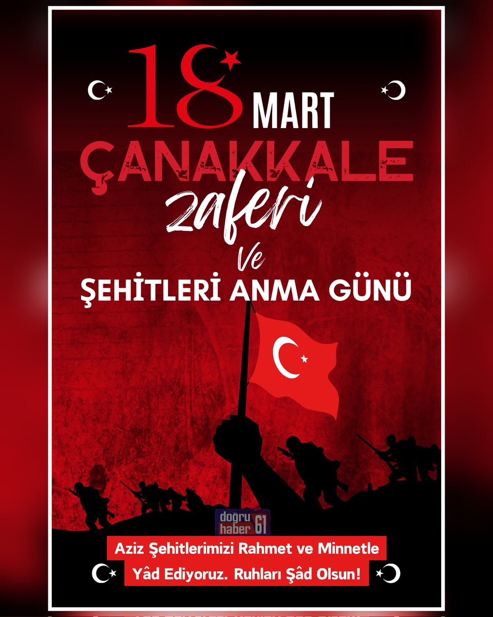 - Çanakkale Zaferi'nin 109. yıldönümü dolayısıyla başta Çanakkale şehitlerimiz olmak üzere bütün şehitlerimize ve ebedî âleme göç eden kahraman gazilerimize Yüce Rabbimizden rahmet niyâz ediyorum. Ruhları şâd olsun. 🇹🇷🇹🇷🇹🇷