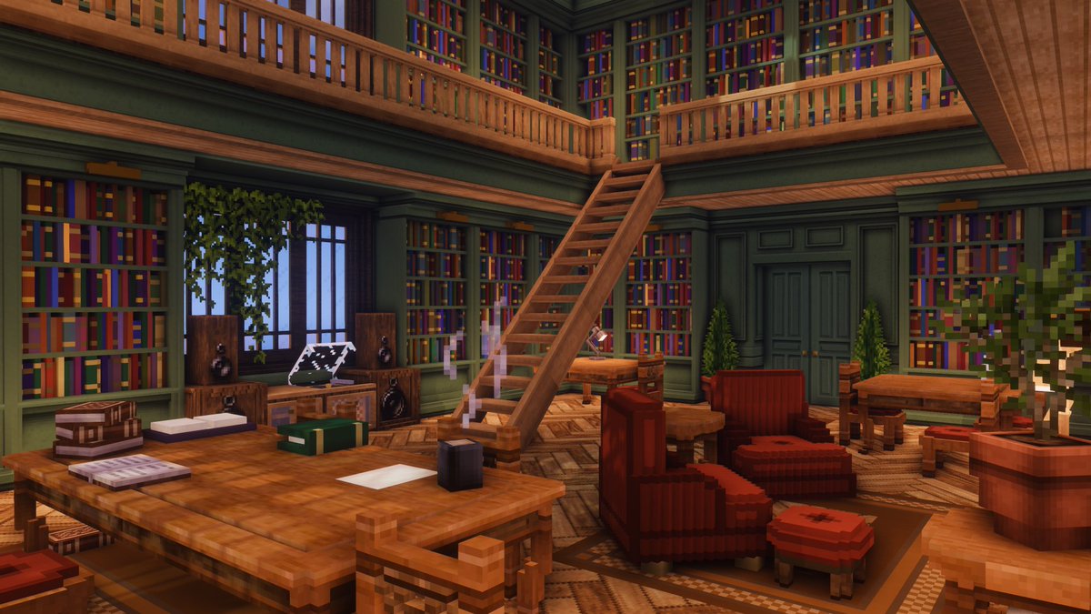 shoutout to my patreon member who requested I build a library in minecraft, 24 hours later and my brain is cooked from building books