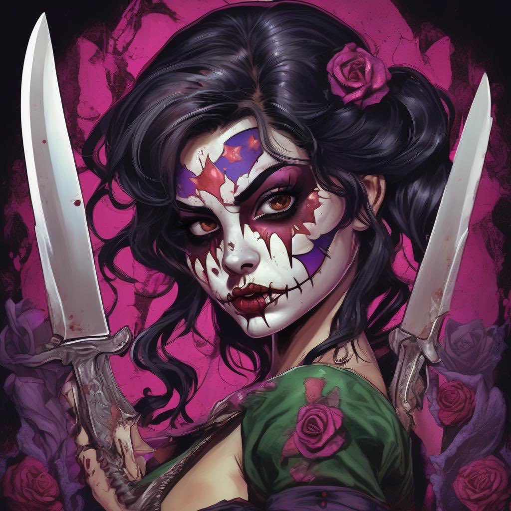 comicnerdola's tweet photo. A Nerdola original. Slasher Girl. #comics #Goddess #ai #aiart #comicbook #slashergirl https://t.co/Opj1sgs6Zm