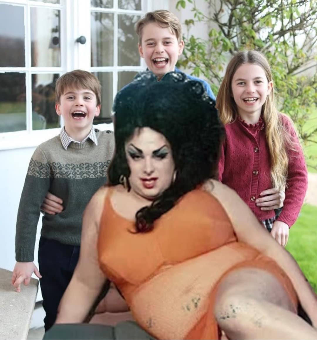 It's hard to believe it's only been a week since *that* photo dropped. #royalfamily #dawndavenport #femaletrouble #lobotomyroom #badtaste #shockvalue #johnwaters #mothersday #photoshop #Divine