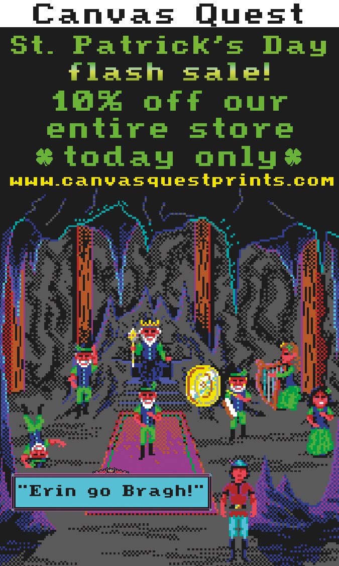 Join us for our St Patrick’s Day Sale! canvasquestprints.com