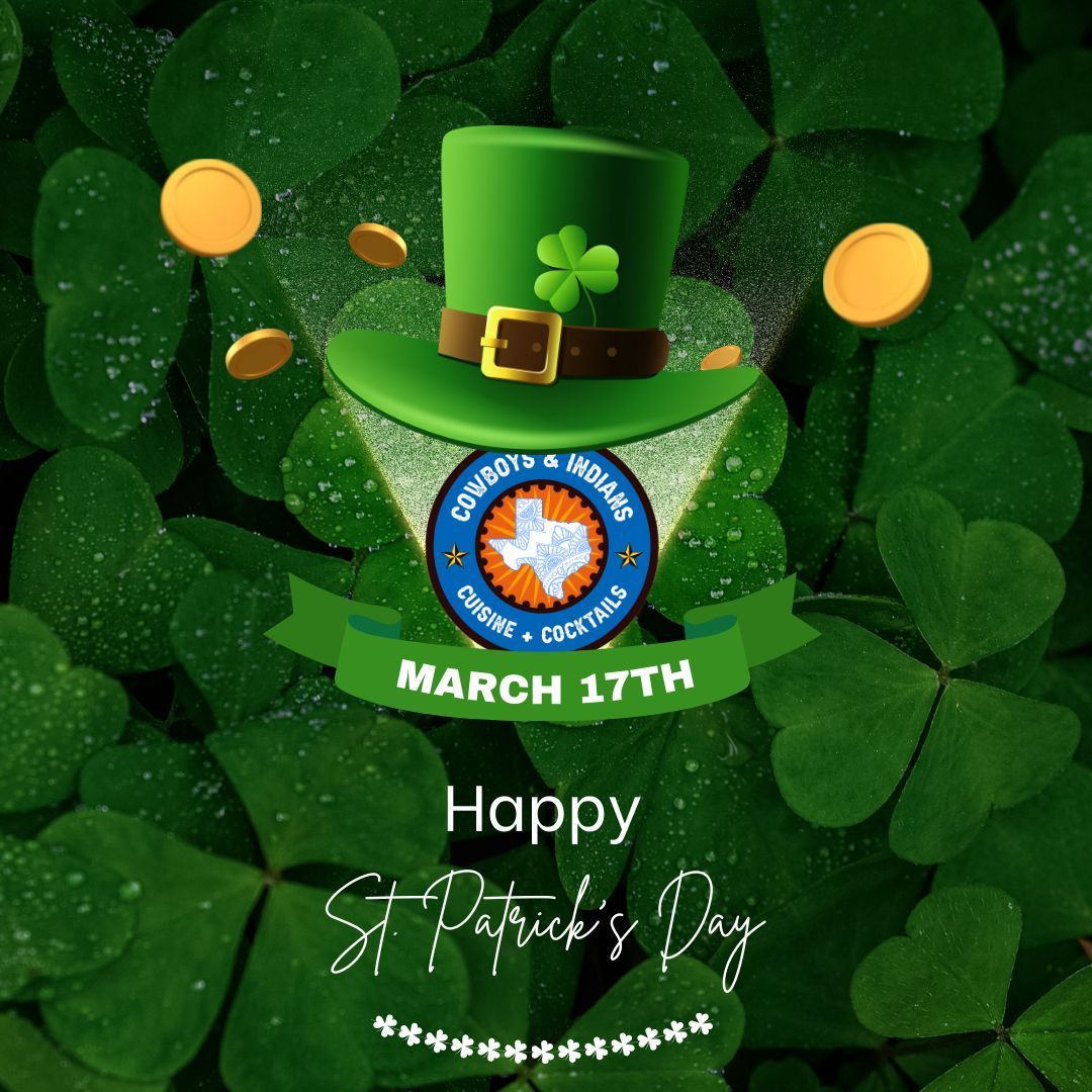 At COWBOYS &amp; INDIANS, every day is a lucky day. Come celebrate St. Patrick’s with us! 🍽️🍀 Feel extra lucky surrounded by good food and great company.
HAPPY ST PATRICK'S DAY🤩
#luckoftheirish
#stpatricksday
#stpatrickday
#stpatricksdayoutfit
#happystpatricksday
#cni713 #houston