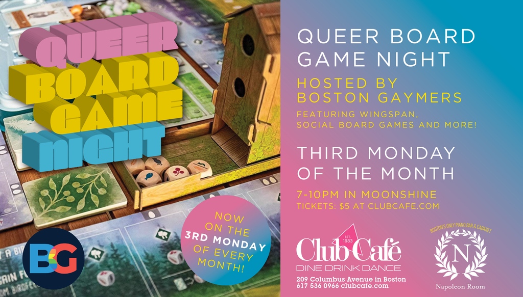 Have you bought your tickets to our Queer Board Game night tomorrow night? Join the @bostongaymers every Third Monday for a night of board games and fun!