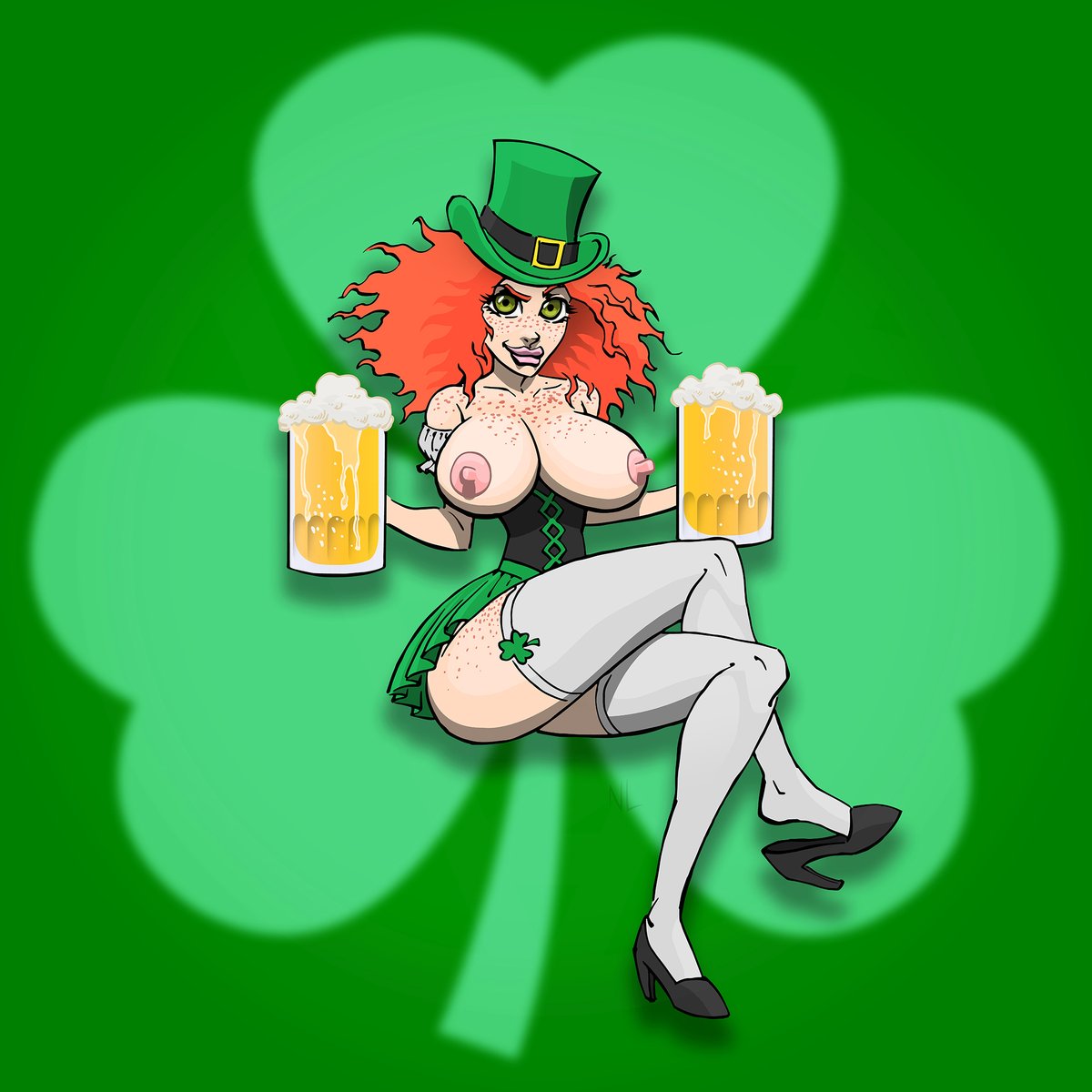 XemaNo1's tweet photo. A very happy St. Patty's to you all! (Drink responsibly)
#nakedladies #nsfwart #pinupart #StPatricksDay2024 #eringobragh https://t.co/BZENkxWEvR