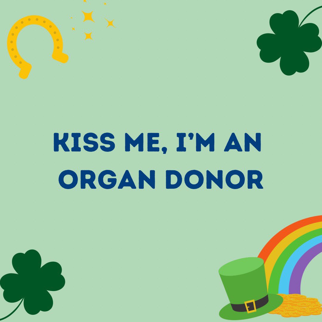 Happy #StPatricksDay! 🍀✨ May the luck of the Irish be with you. Register your decision to be an organ donor at taketwominutes.ca.