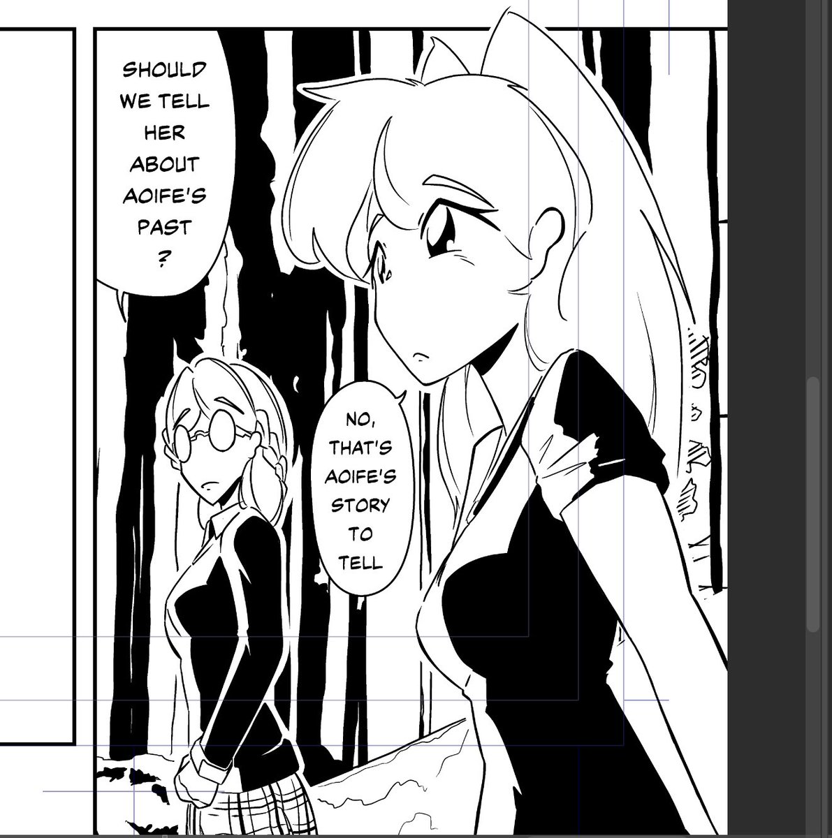 For the first time in years I’ve drawn a panel with Ashling in it. Most of the week goes to Last Day, but I like keep some weekend for my old webmanga :) #ashling #bataneart #manga #ireland