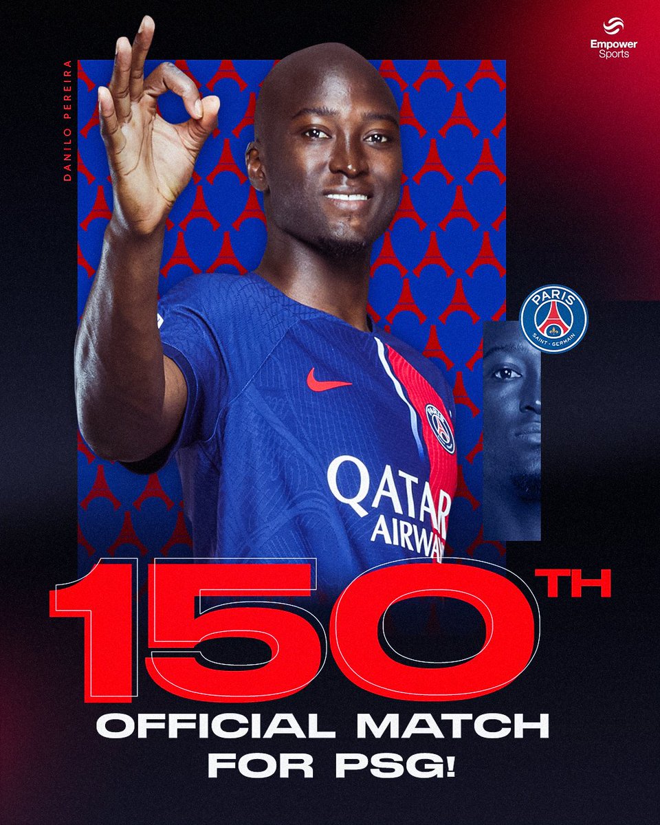 1️⃣5️⃣0️⃣ 𝗴𝗮𝗺𝗲𝘀 𝗳𝗼𝗿 𝗣𝗦𝗚 🔴🔵 Congratulations, @iamdanilop, on reaching this remarkable achievement, marking a legacy of dedication and excellence on the field! ⭐💪 #DaniloPereira #PSG #ParisSG #Milestone #150Games #Client #EmpowerSports