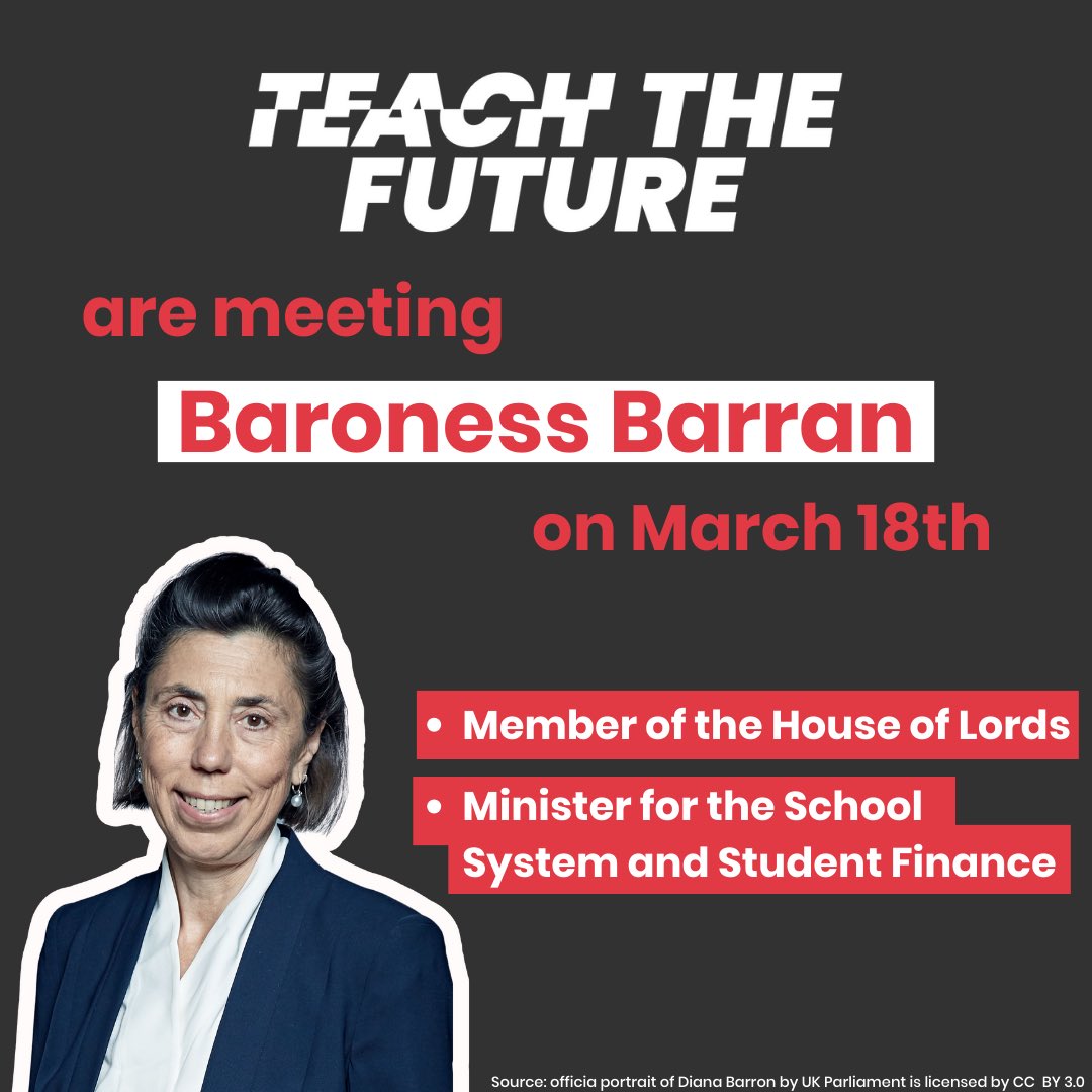 Tomorrow, we will be meeting with Baroness Barran, as the Minister responsible for climate education policy. We will be sharing our campaign asks and will be asking her about the ambition of the Department for Education's (DfE's) sustainability and climate change strategy.