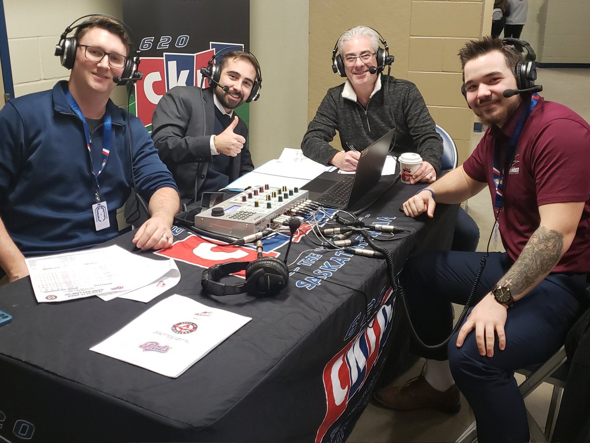 Excited to have <a href="/reginathunder/">Regina Thunder</a> Linebacker <a href="/TheSchneides404/">Colby Schneider</a> (Colby Schneider) join <a href="/Diamond_Dante/">Dante De Caria</a> <a href="/DrewPosteyCTV/">Drew Postey</a> &amp; myself on the  <a href="/WHLPats/">Regina Pats</a> vs. <a href="/MJWARRIORS/">Moose Jaw Warriors</a> broadcast today on <a href="/620ckrm/">620 CKRM</a>. Colby is an aspiring broadcaster searching for a degree in journalism at U of R. Welcome Colby!