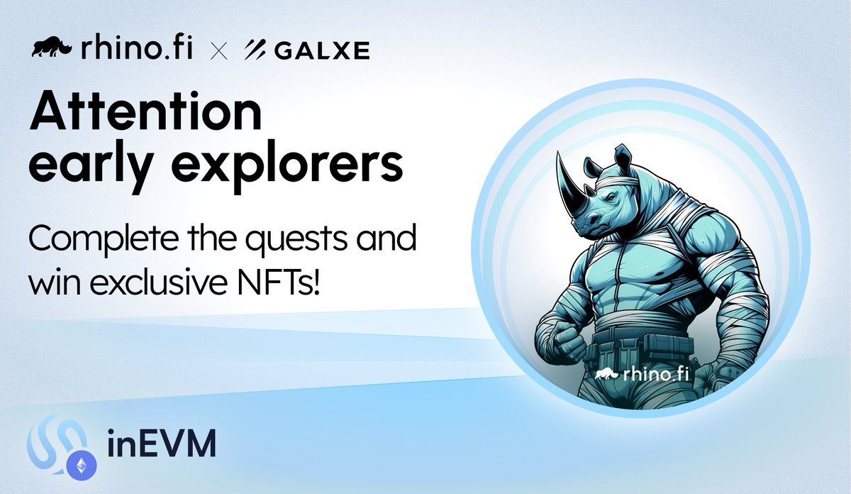 rhinofi's tweet photo. ✨New quest alert ✨

We’ve integrated our 24th chain ( 🙇), @Injective #inEVM, & partnered with @galxe to bring you a brand new quest!

Bridge any amount of $USDT to #inEVM and earn an exclusive NFT + Galxe points.

It’s that simple. Explore a new ecosystem & get rewarded: https://t.co/uM5VwxDYvP