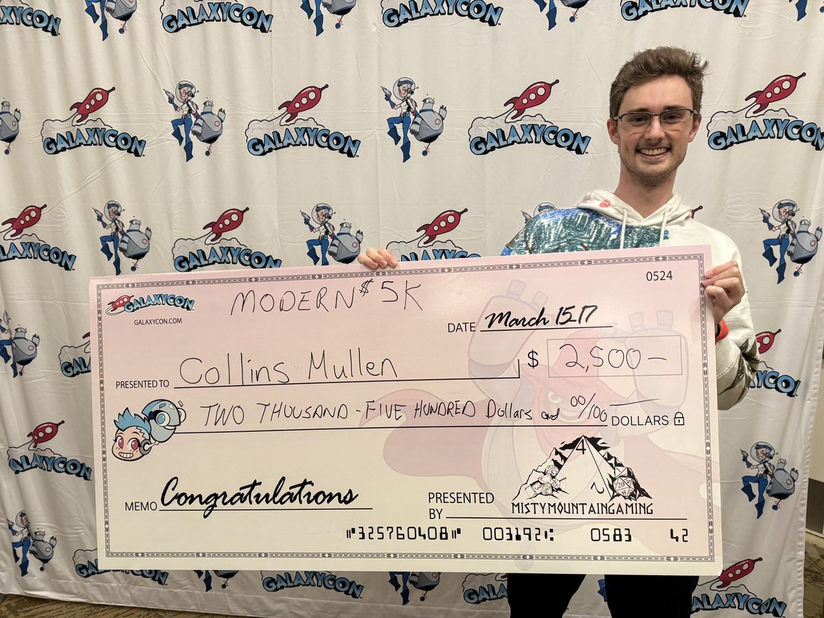 Had a great time at GalaxyCon Richmond! Drove up with Quinn and Jesse. Collectively the car is taking home $7,125 in prizes. The three of us chopped Top 4 of the $5k today