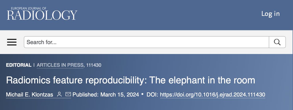 🚨👉Radiomics feature reproducibility is one of the major issues hindering clinical use of radiomics algorithms. 🧐You can read my commentary ejradiology.com/article/S0720-… on the excellent work by van der Reijd et al. in EJR @EJR_official_