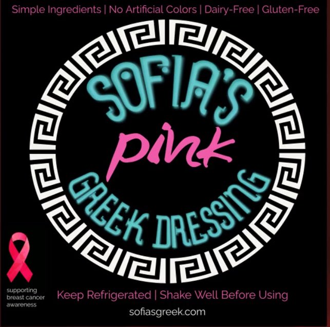 Sofia’s Famous Pink Greek dressing is Now Available across Michigan Markets. Sofia’s Pink Greek dressing is Supporting breast cancer Awareness 🩷