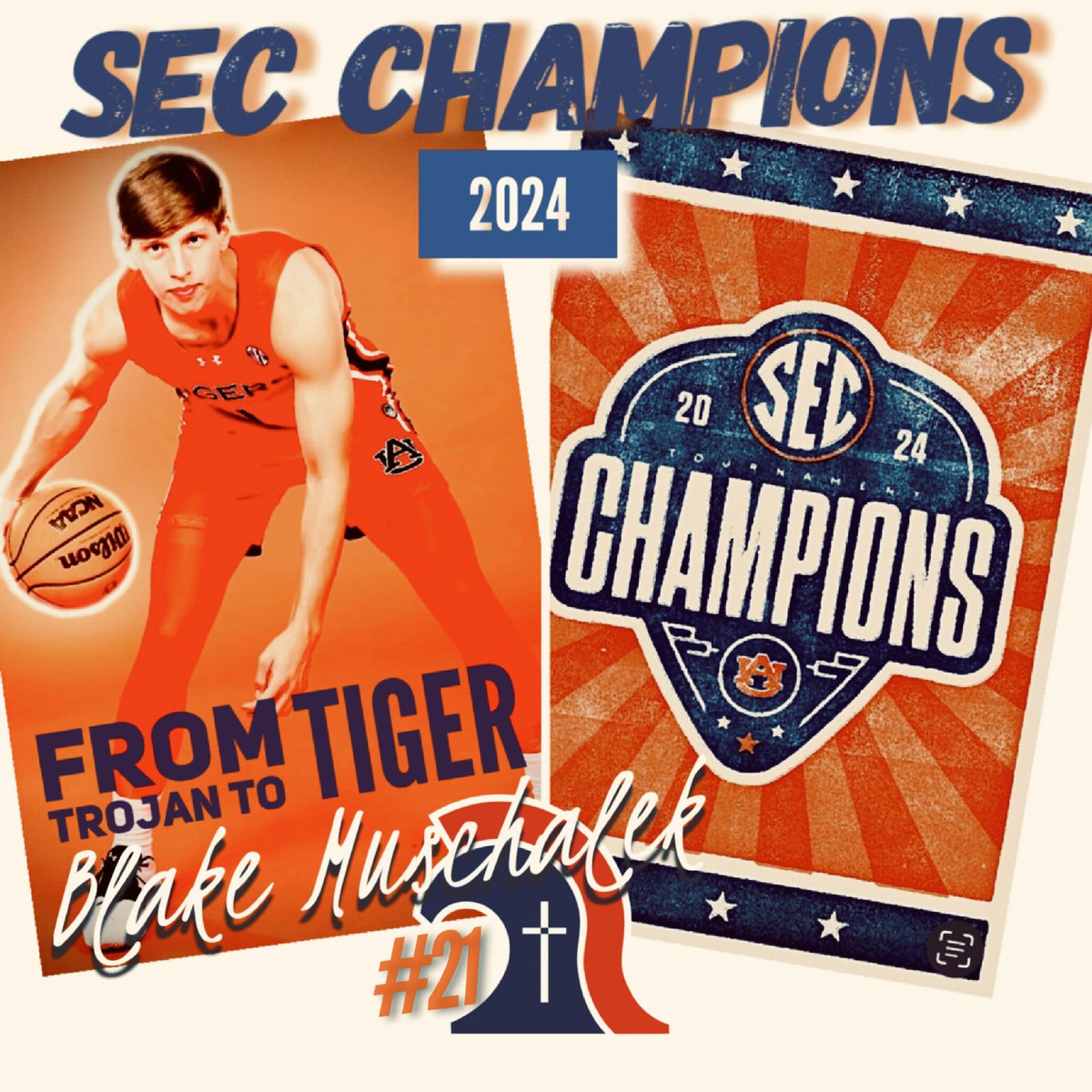 Congratulations to our very own @MuschalekBlake on winning an SEC Championship with @AuburnMBB in your freshman season! Now on to the Big Dance! @TCA_Addison