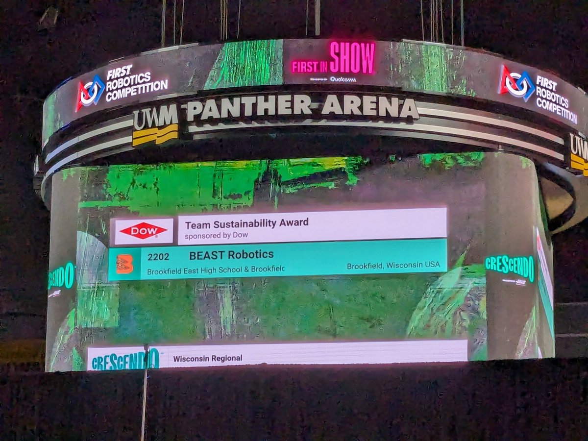 BEASTRobotics's tweet photo. Wow! BEAST just won the Team Sustainability Award sponsored by Dow! Thank you for recognizing our efforts, and thank you to Dow! https://t.co/1awGq3GWao