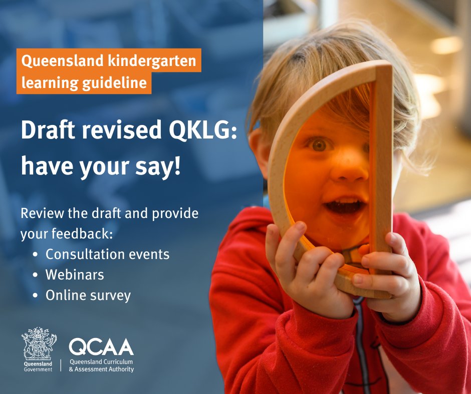 📢 We’re seeking feedback on the draft revised Queensland kindergarten learning guideline (QKLG version March 2024) ✅
Attend an in-person or online consultation event in March/April, or complete the survey by 3 May 📑
Find out more 👇
qcaa.qld.edu.au/kindergarten/q…
