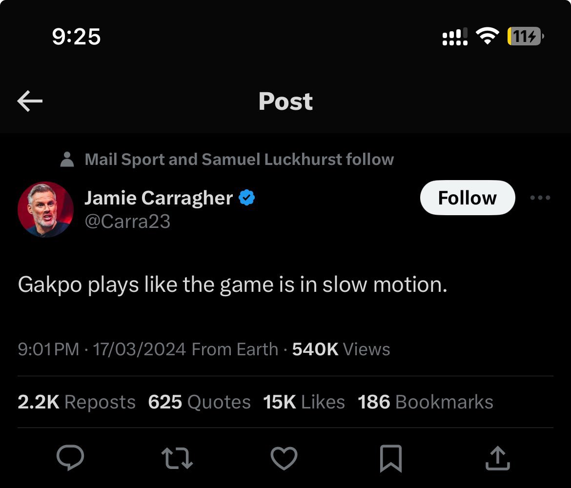 xoogbiid's tweet image. Gakpos fucking shit but for carra to tweet this is so weird knowing Gakpo would probably see it