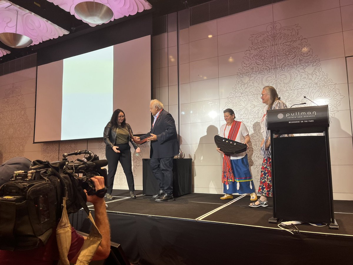 Croakey News (@croakeynews) on Twitter photo <a href="/Dan_Bourchier/">Dan Bourchier</a> Beautiful handover of the #WICC2024 boomerang from Canadian convenors Dr Angeline Letendre and Ms Lea Bill to Australian convenor and Yawuru woman Associate Professor Kalinda Griffiths and Tom Calma <a href="/Dan_Bourchier/">Dan Bourchier</a> Beautiful handover of the #WICC2024 boomerang from Canadian convenors Dr Angeline Letendre and Ms Lea Bill to Australian convenor and Yawuru woman Associate Professor Kalinda Griffiths and Tom Calma