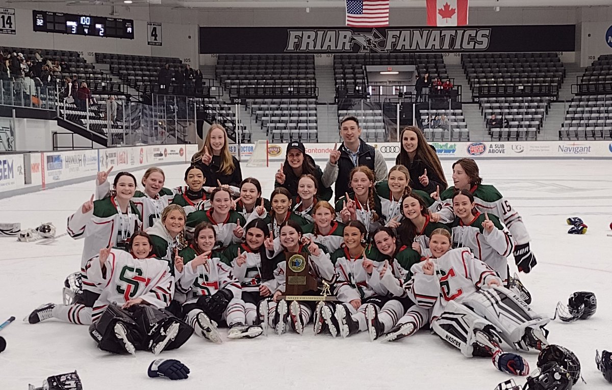 The undefeated <a href="/SportsSentinels/">Sentinel Athletics</a>/ Coventry/<a href="/MBQuakers/">Moses Brown School Athletics</a> co-op girls' hockey team has repeated as state champs with an amazing 3-2 win over La Salle at P.C. Down 2-1, SCM tied the score with 2;09 left in regulation and then won the game with 10 seconds left in overtime.