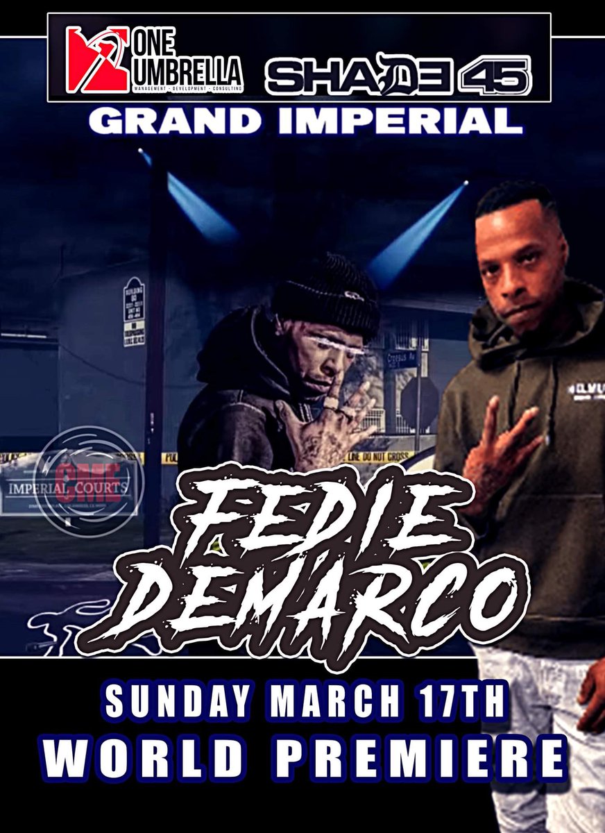 DJBILLEKNIGHT's tweet photo. Tonight Tune Into SHADE 45 @fediedemarco Song : GRAND IMPERIAL” Will be Airing At 10PM PST. #oneumbrellapromo☂️#DjDinero https://t.co/7hOiN6vPHk