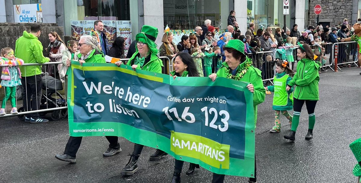☘️ St Patrick's Day Parade in Ennis today, thanks for the support! 💚

📱Call 116 123 for free, day or night.