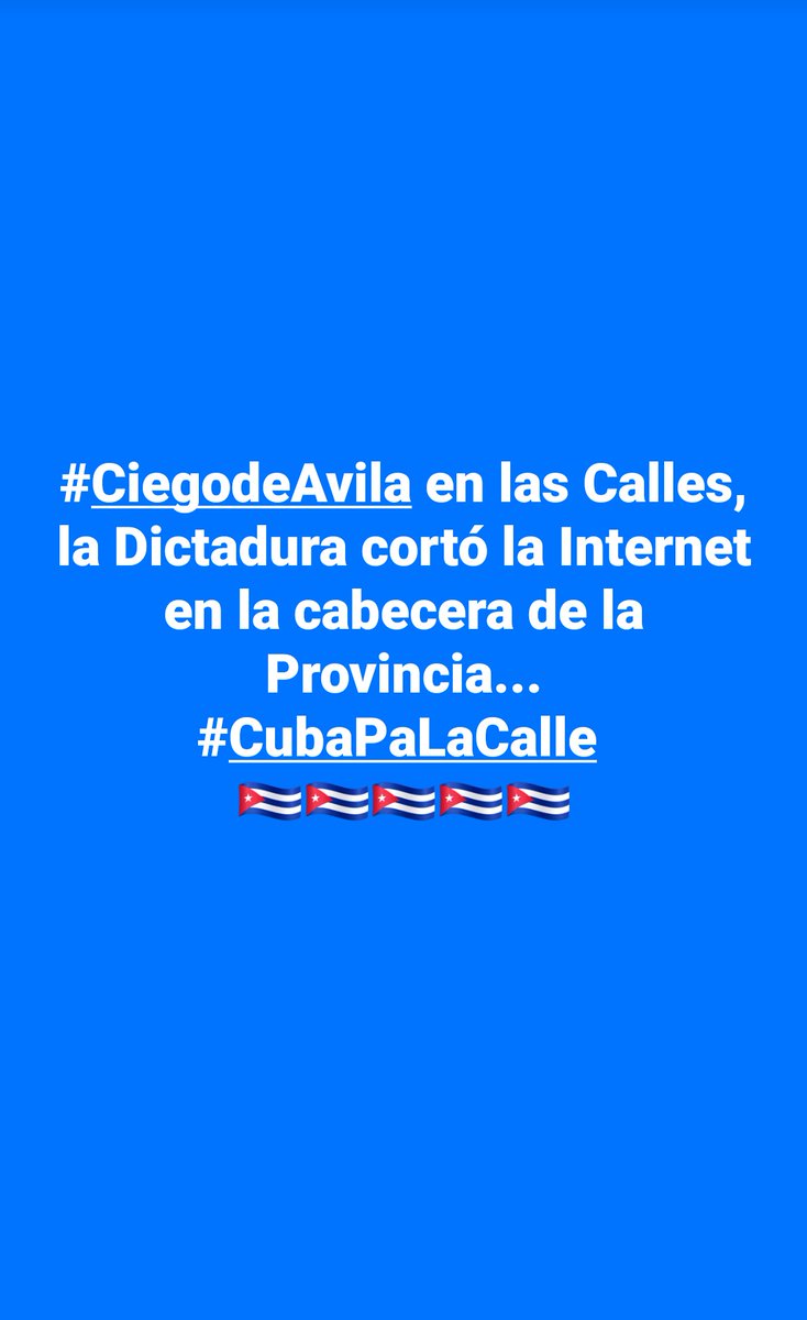 echezabaljd71's tweet photo. #CiegodeAvila en las Calles, la Dictadura cortó la Internet en la cabecera de la Provincia...
#CubaPaLaCalle 
🇨🇺🇨🇺🇨🇺🇨🇺🇨🇺 https://t.co/44XJM82FnS