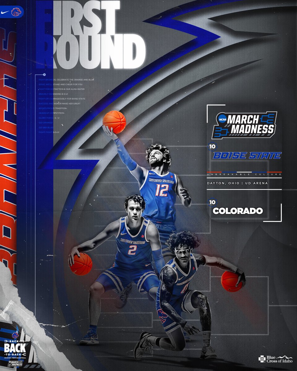 Boise State will open #MarchMadness against Colorado. #BleedBlue x #UnbreakableCulture