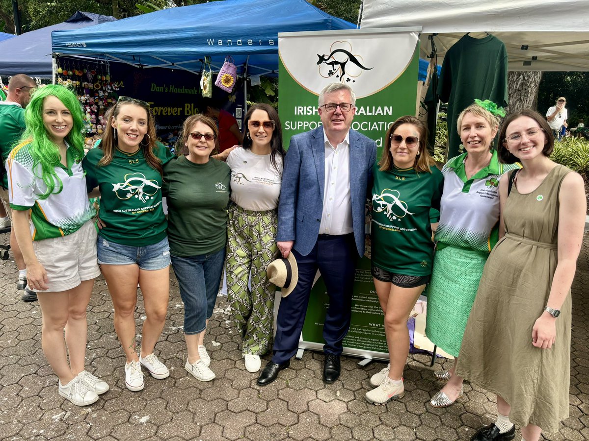 It was fantastic to have representatives of the <a href="/irlembaustralia/">IrlEmbassyAustralia</a> in Brisbane this weekend for #StPatrickDay 🇮🇪  <a href="/AmbIrlAustralia/">Ambassador of Ireland Australia</a> and Second Secretary Cellena Connolly-Moynihan are pictured below with IASAQ President <a href="/msnicolaholly/">Nicola Holly</a> our fantastic IASAQ Staff and Volunteers ☘️