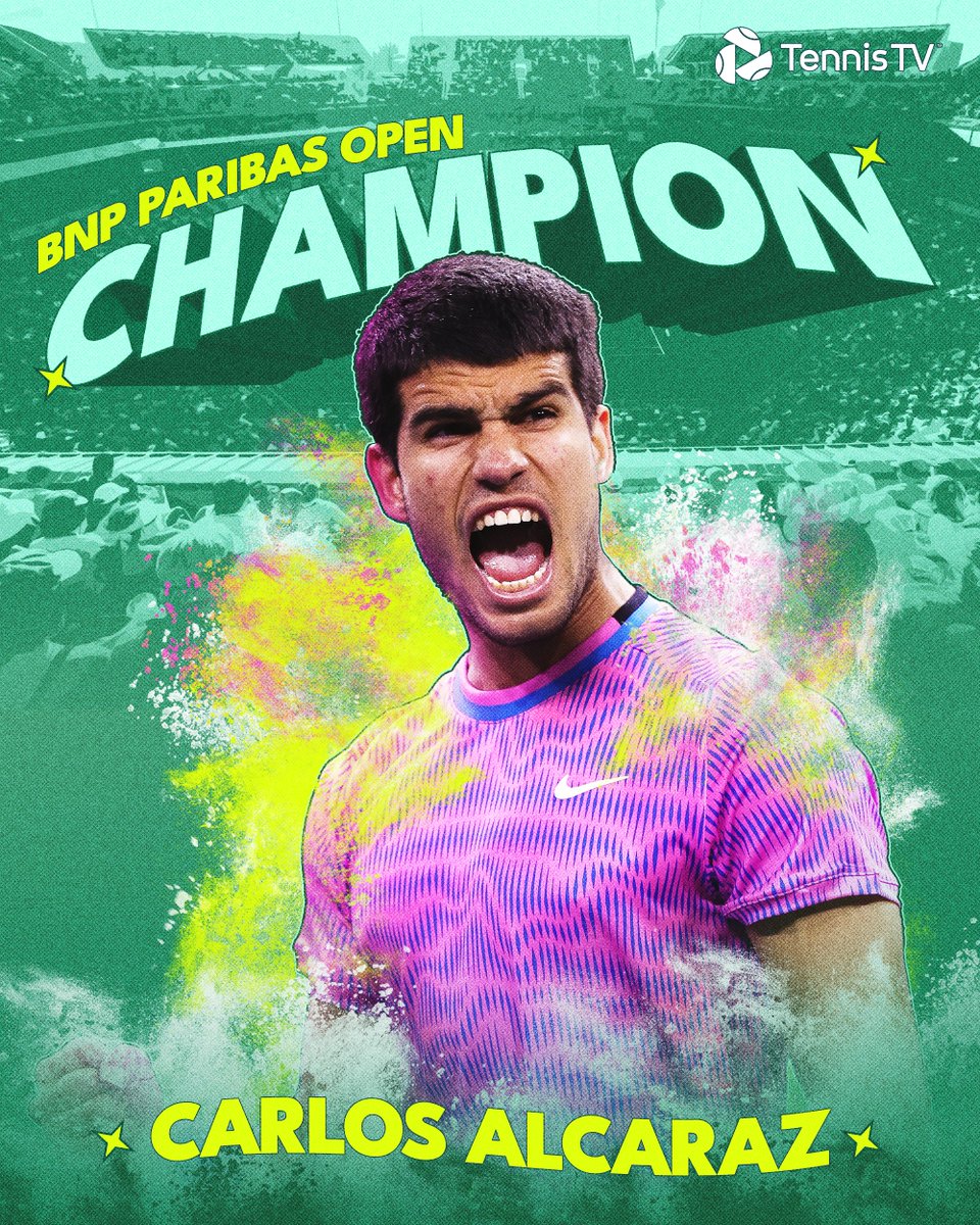 CARLOS ALCARAZ GOES BACK TO BACK 🔥

<a href="/carlosalcaraz/">Carlos Alcaraz</a> successfully defends his Indian Wells title defeating Medvedev 7-6 6-1!

#TennisParadise